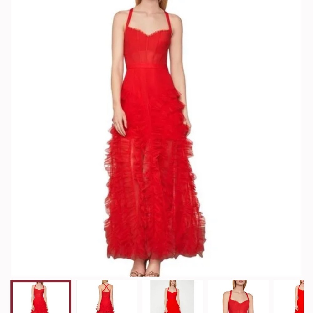BCBG MAXAZARIA RED TULLE GOWN